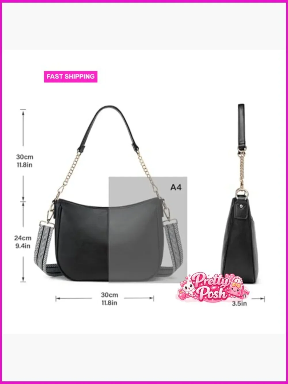 PU Leather Hobo Crossbody Bag with Adjustable Straps